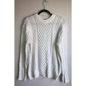 Cable Knit Sweater Fisherman Pullover Long Sleeve Preppy XL Crew Neck Old Money